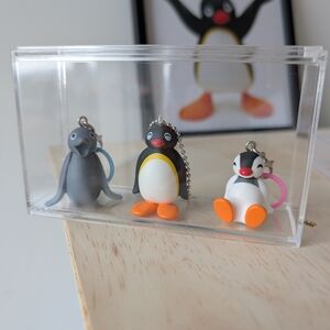Penguin Keychain Set - Gray, Black, and White